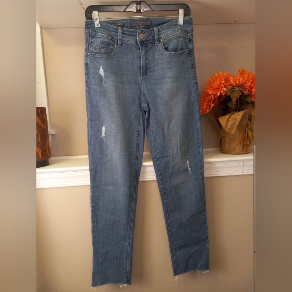 The Limited Womens Slim Boyfriend Distressed Raw Hem Mid-rise Jeans Size 6R